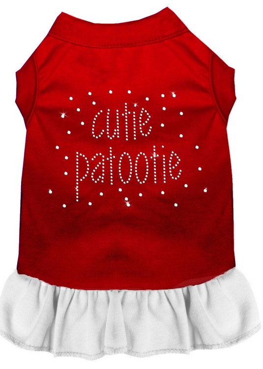 Rhinestone Cutie Patootie Dress Red with White Med